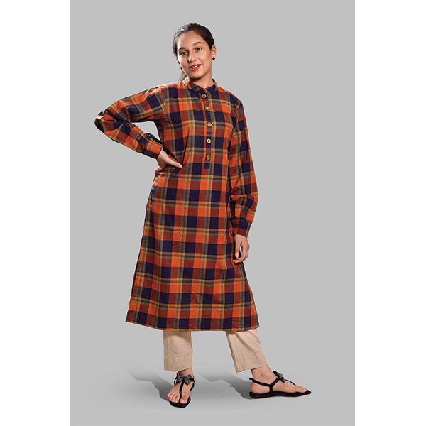 HGK25-03 Navy Blue & Orange Check